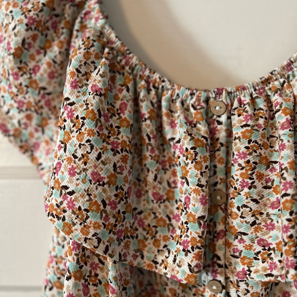 Floral Ruffle Off-Shoulder Blouse - Multi - Picture 3 of 5